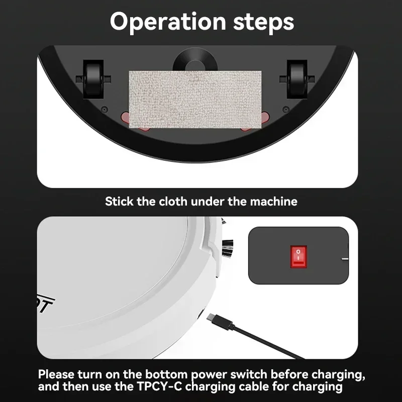 3 in 1 Smart Sweeper Kitchen Household Cleaning Robot USB Rechargeable Wireless Vacuum Cleaner Automatic Sweeping Robot - Image 6