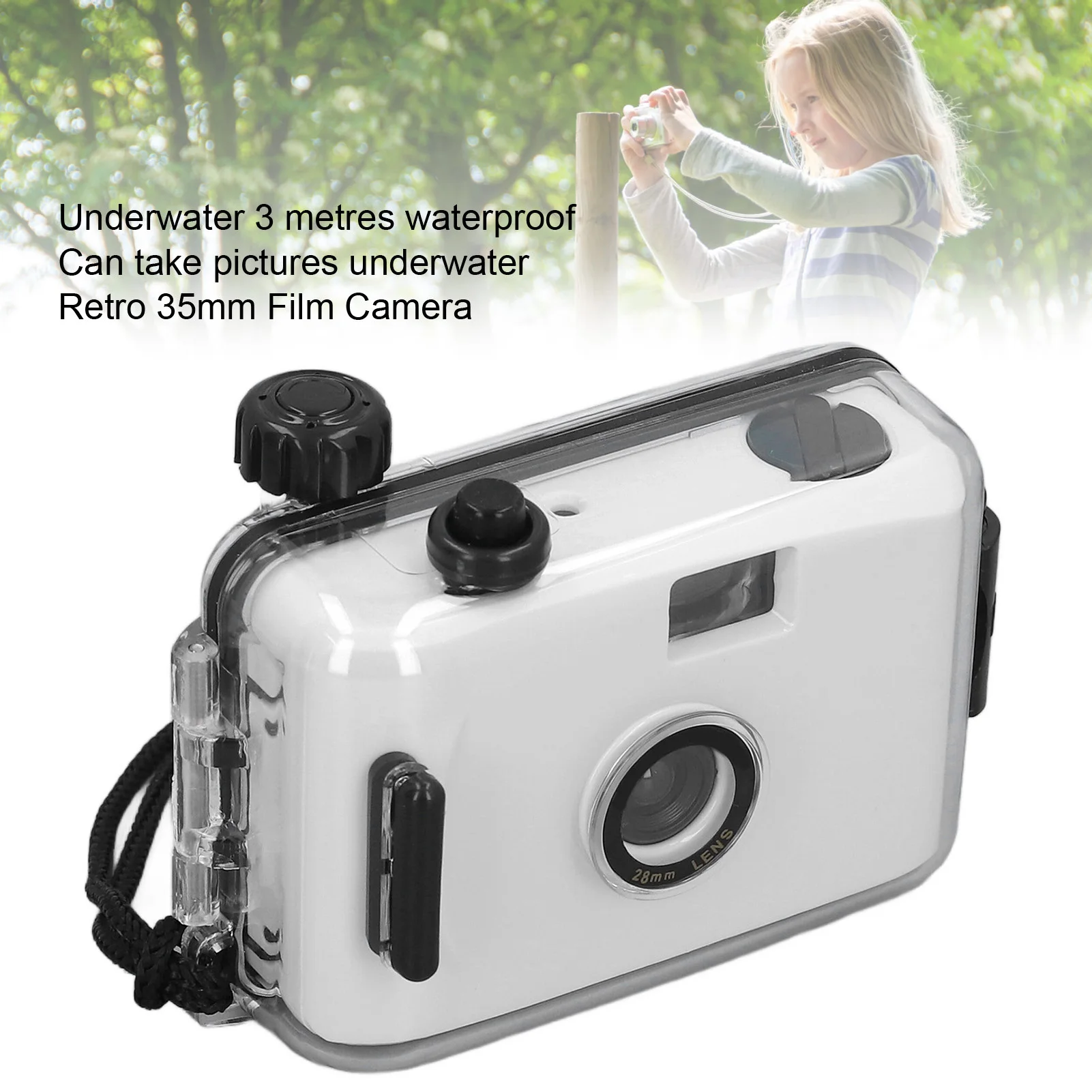 35mm Reusable Film Camera with Waterproof Case for Snorkeling with Shutter Speed 1/100s F/9 28MM Lens 35mm Reusable Film Camera