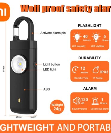 Xiaomi Self Defense Alarm Type-C Rechargeable Wolf-proof Safety Siren Alarm Portable Keychain For the Female Elderly & Children