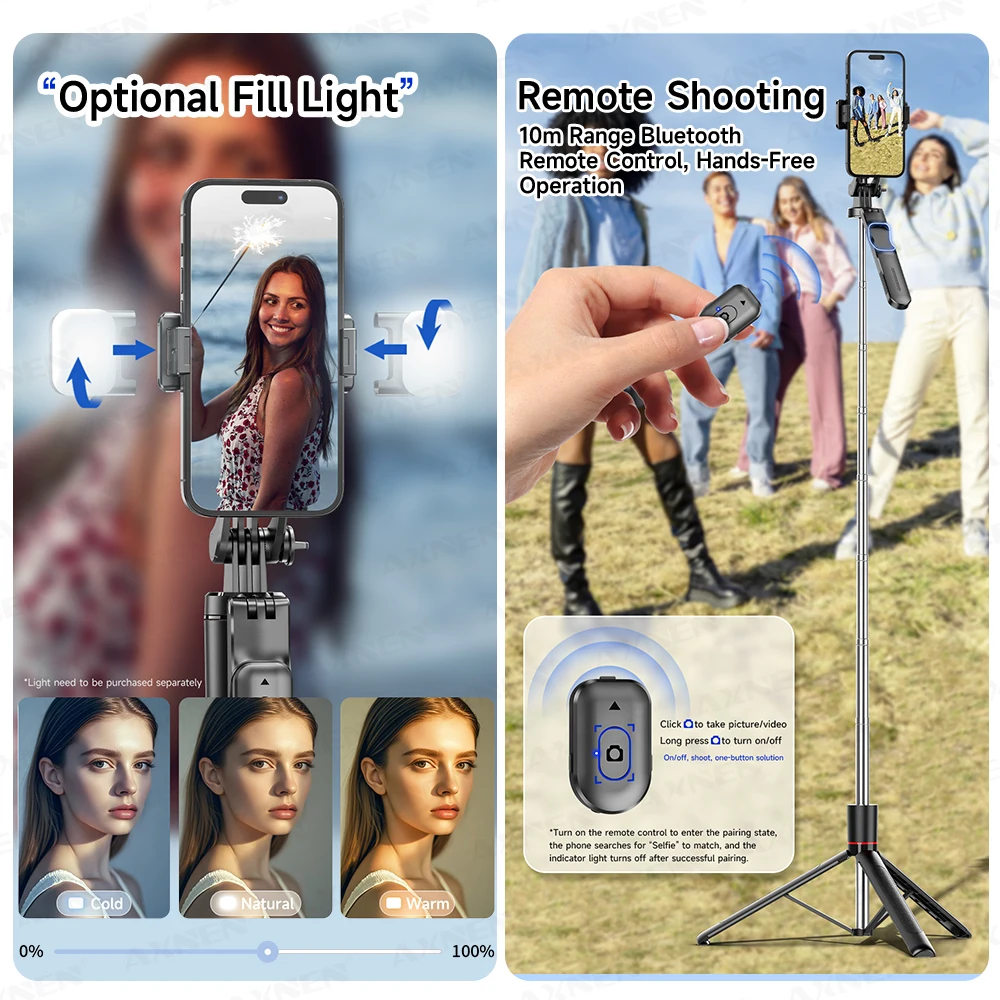 F16 Selfie Stick Tripod with 1708mm Long 8-Section Pole, Bluetooth Remote, 360° Rotation, 1/4 Interface, for Phone Camera Vlog - Image 5