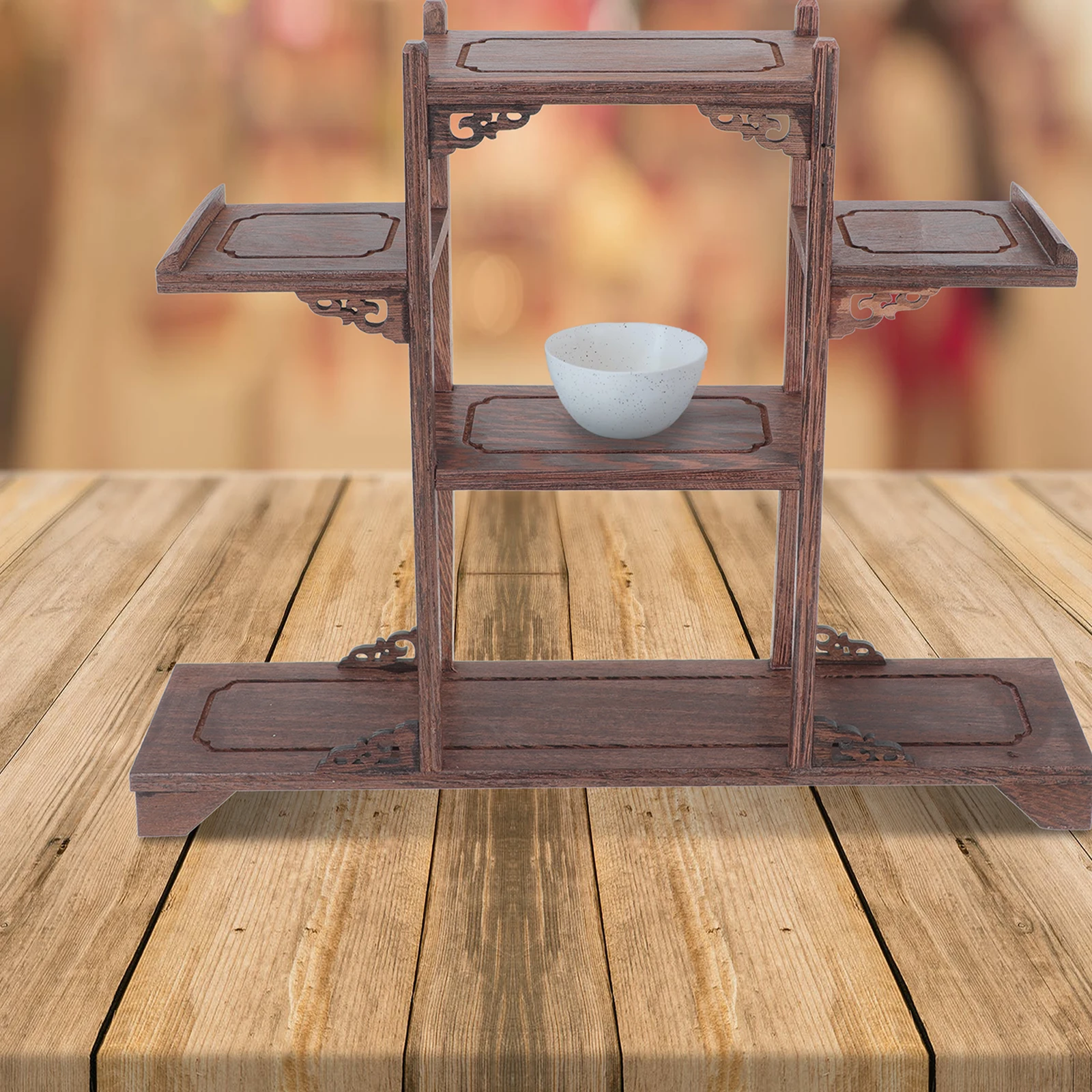 Chicken Wing Wood Display Stand nament Shelf Living Room Cabinet Storage Rack Display Stand Curio Cabinet 34x29x8 cm - Image 5