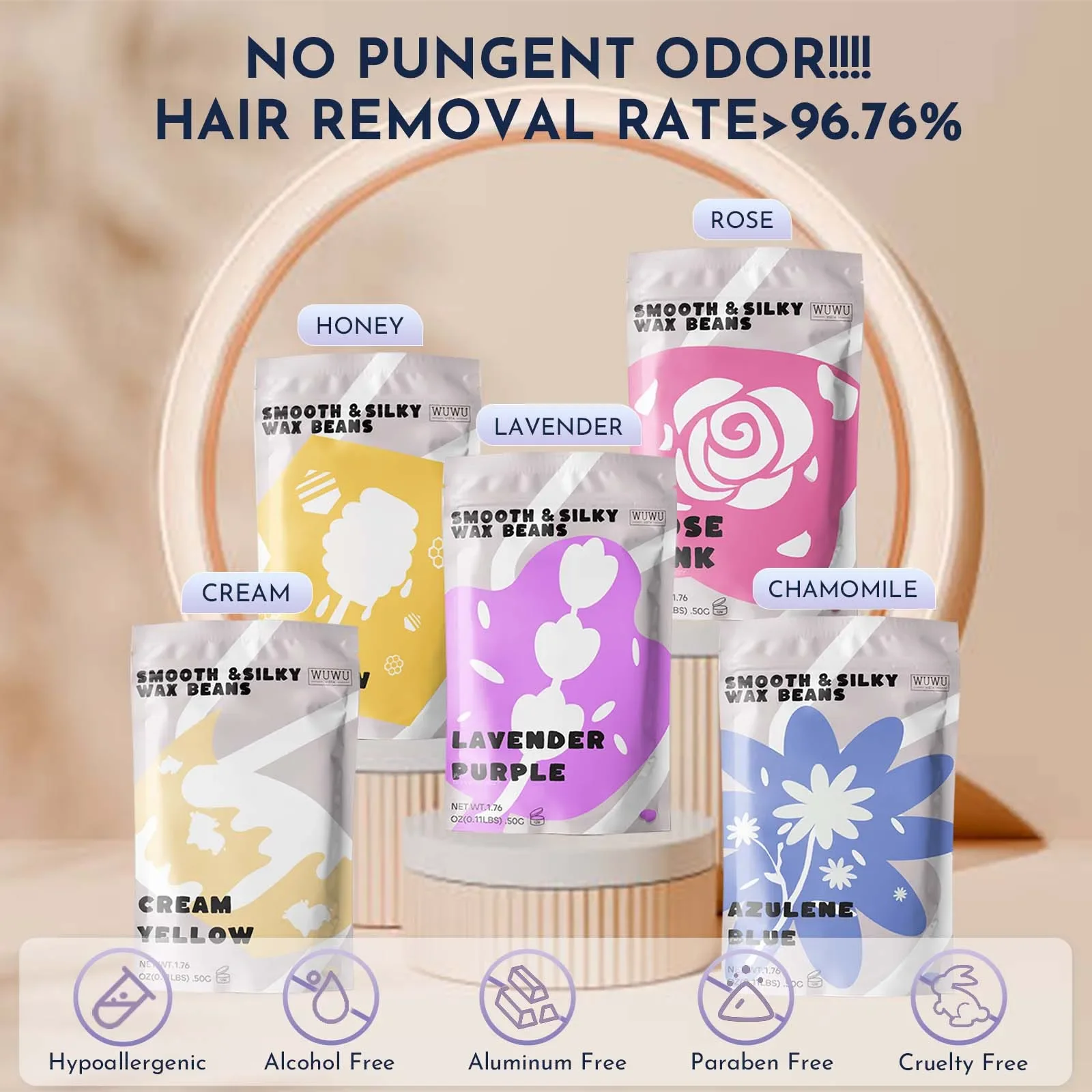 WUWUVISTA Waxing Kit 23 items, Christmas Gift Hard Wax Hair Removal with Wax Heater&Beans for Body/Face/Brazilian/Sensitive Skin - Image 3