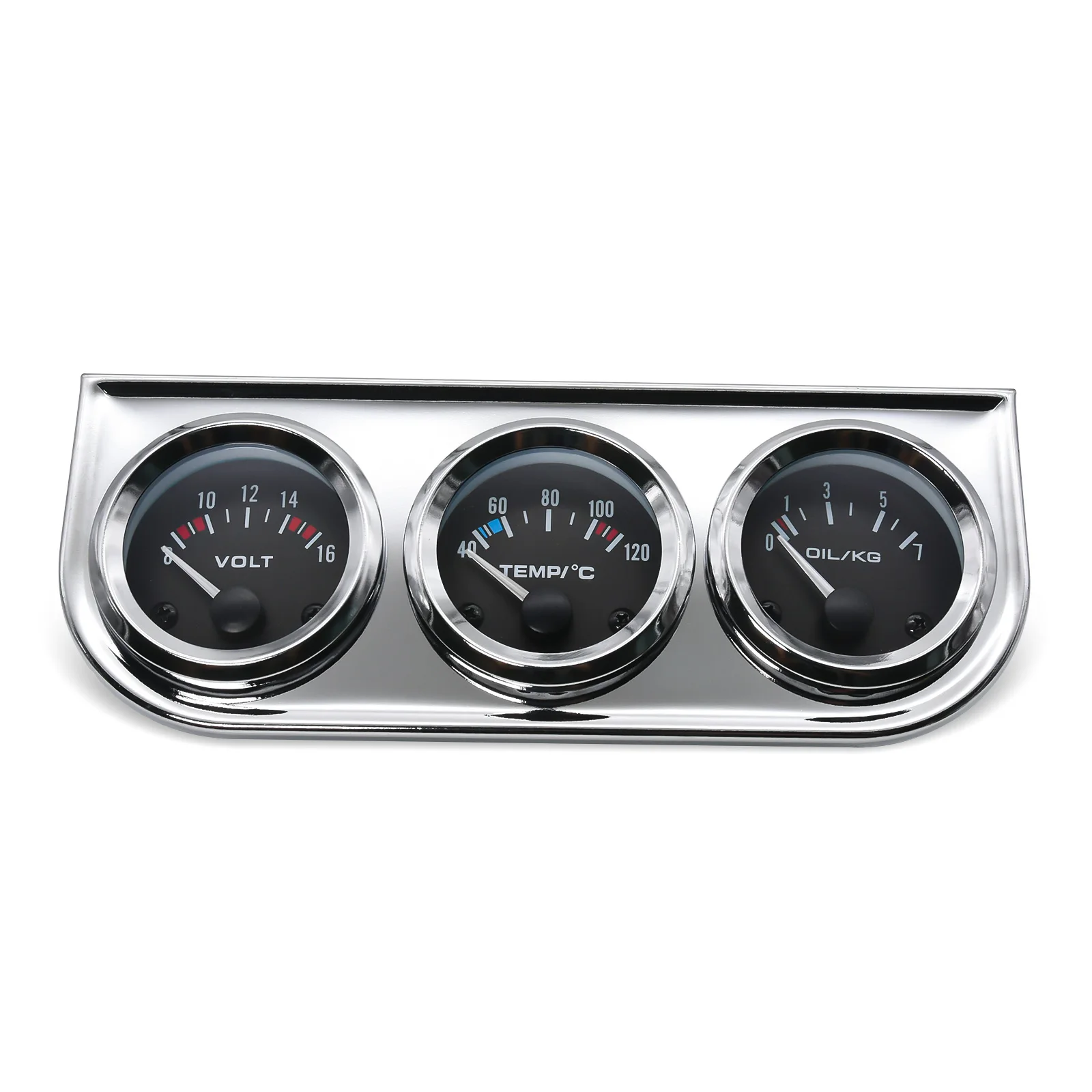 52MM 3 In 1 Oil Pressure Gauge + Volt meter + water temp gauge Kit Volt meter with sensor Oil Temperature Gauge Triple Meter - Image 2
