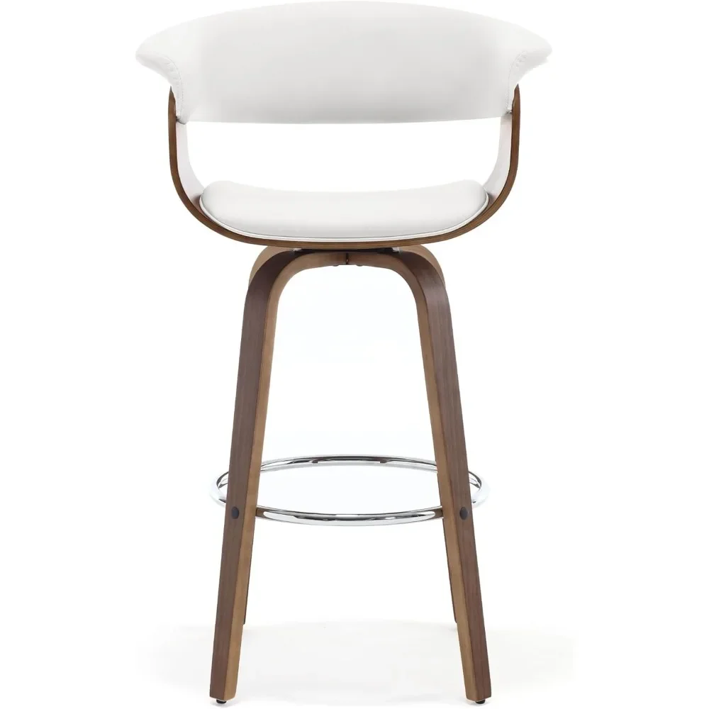 Bar Stools, Swivel Bar Stools with Walnut Bentwood Legs, 29 Inch Bar Height, Upholstered PU Leather Barstools with Backs - Image 3