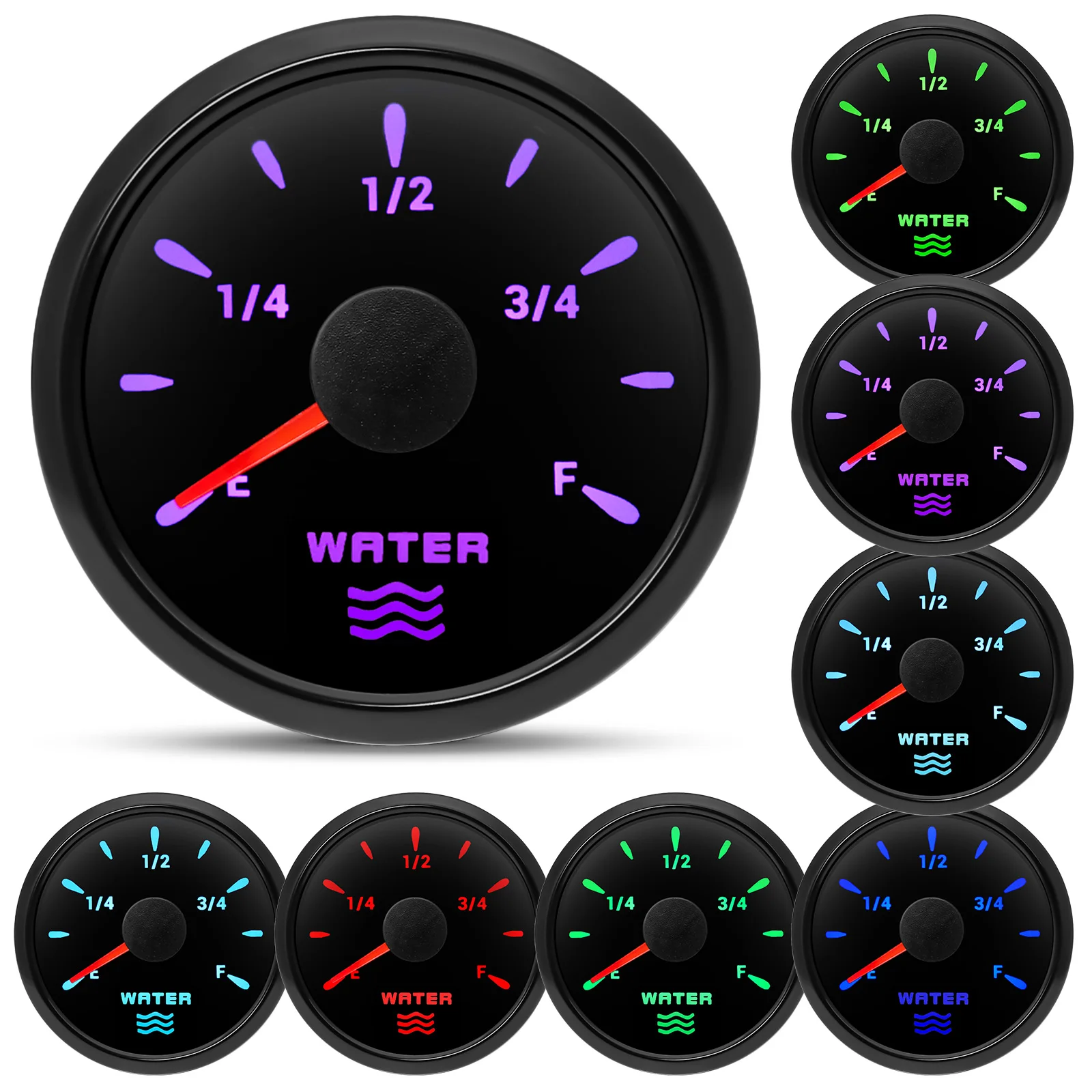 7 Color Backlight 52mm Water Level Gauge 0-190 Ohm Water Level Sensor Waterproof Water Tank Meter Indicator for Boat Car 12V 24V - Image 2