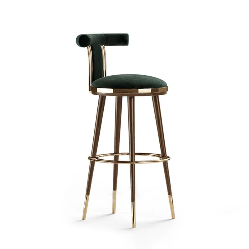 Light luxury high-end bar stool home simple bar chair back high chair front desk hotel designer high stool - Image 5