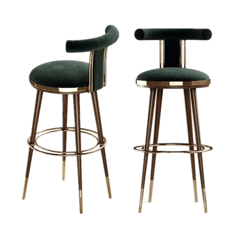 Light luxury high-end bar stool home simple bar chair back high chair front desk hotel designer high stool - Image 3