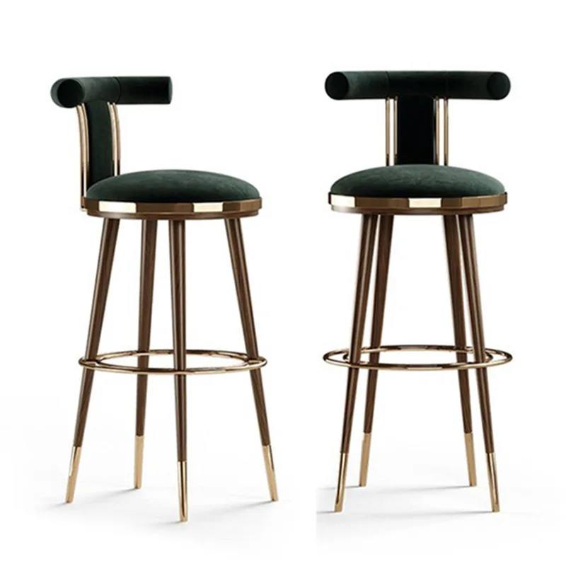 Light luxury high-end bar stool home simple bar chair back high chair front desk hotel designer high stool - Image 4