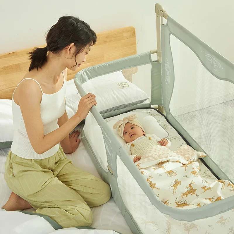 Simple and Lightweight Baby Cot Dual-use Comfortable Toddler Baby Bed within Bed Safety Protection Easy To Install Bedside Crib - Image 4