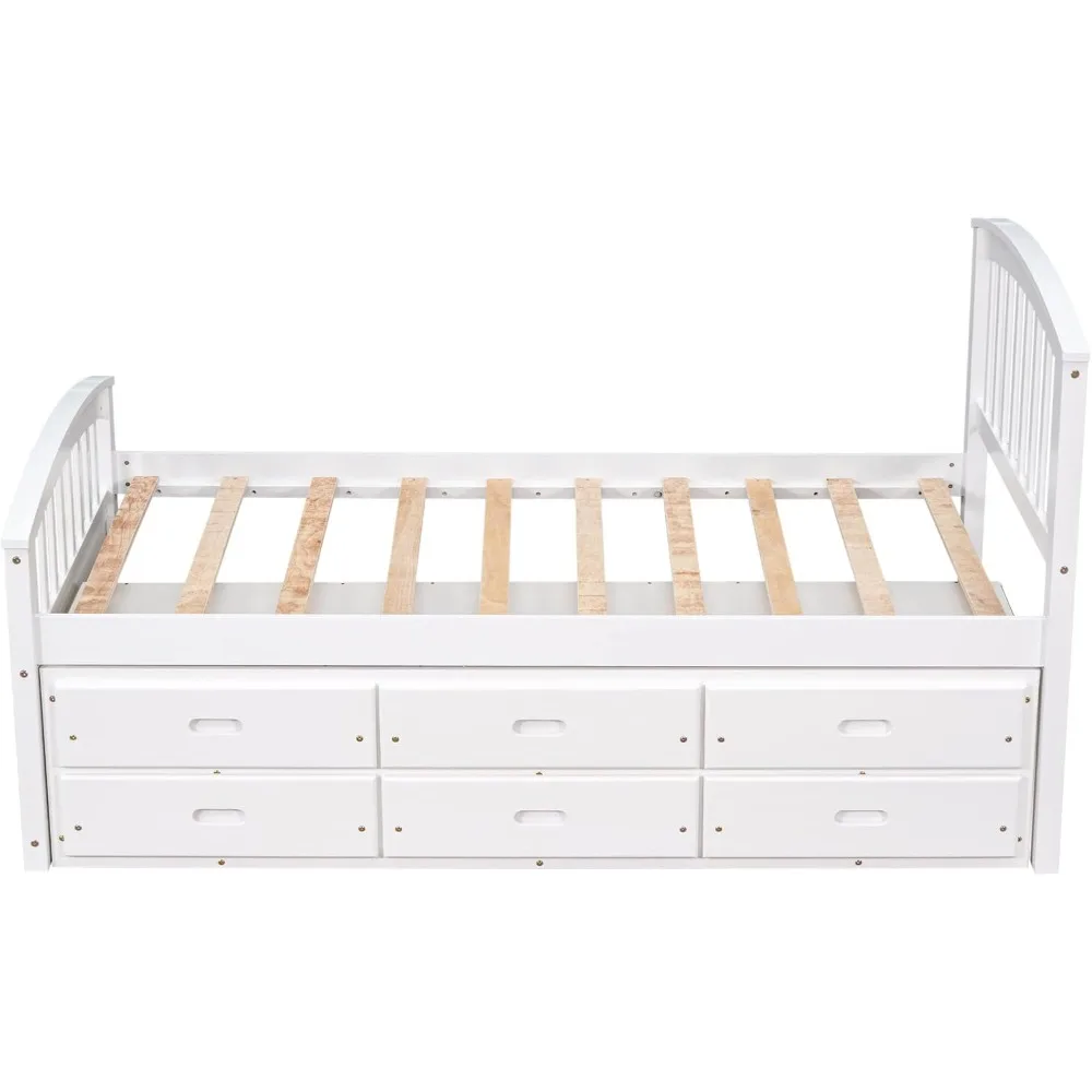 Merax Twin Size Platform Storage Bed Solid Wood Bed with 6 Drawers,Multifunctional Loft Bed for Kids Boys&Girls No Box Spring Ne - Image 6