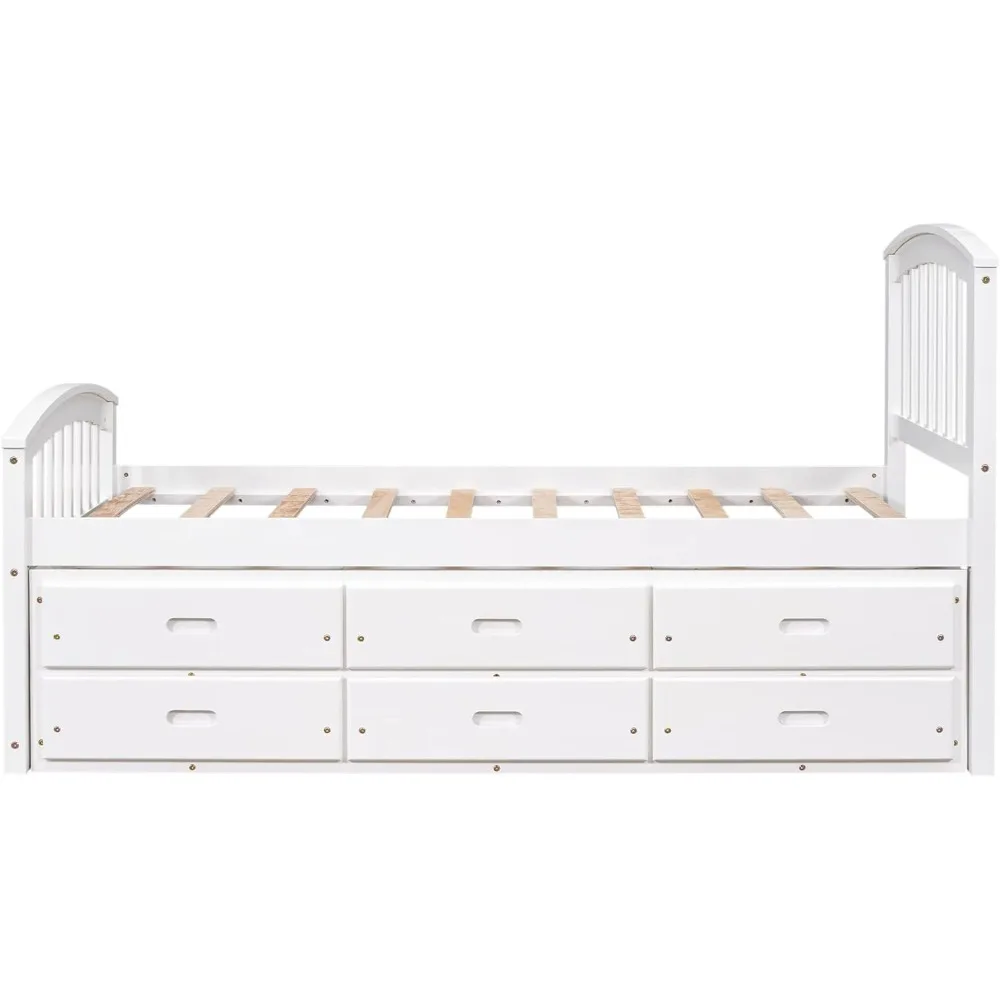 Merax Twin Size Platform Storage Bed Solid Wood Bed with 6 Drawers,Multifunctional Loft Bed for Kids Boys&Girls No Box Spring Ne - Image 3