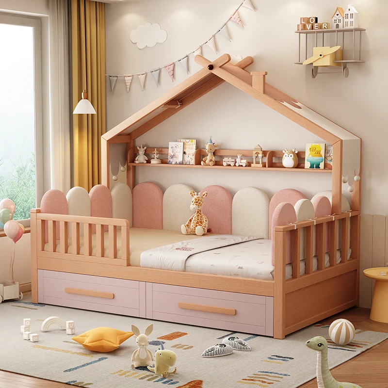 Minimalist Storage Children Bed Brown Unique Wooden Frame Children Bed Camping Modern Japanese Lit Cabane Enfant Furniture Home