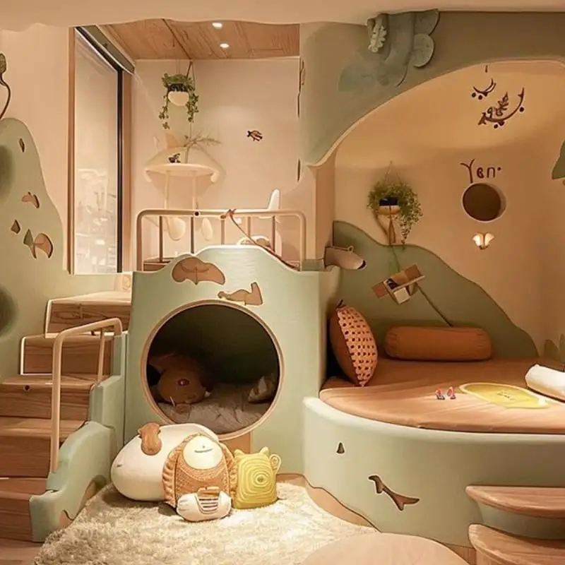 Luxuce Normal Kids Beds Wooden Safety Green Loft Design Children Beds Princess Modern Style Camas Infantiles Furniture Home - Image 6