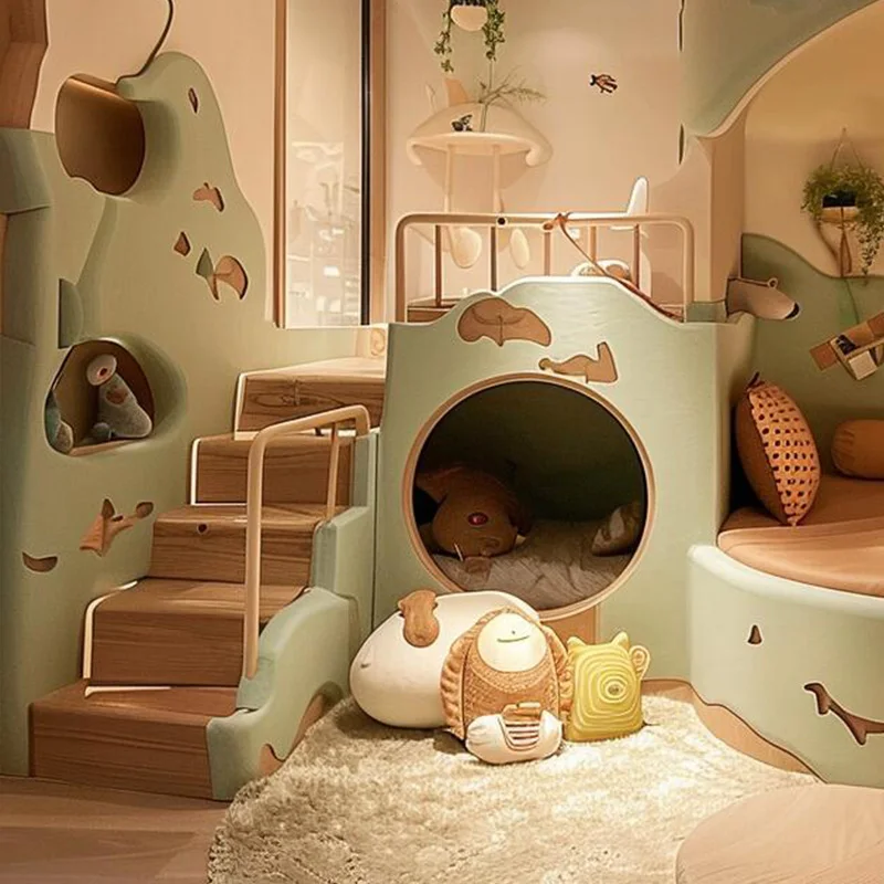 Luxuce Normal Kids Beds Wooden Safety Green Loft Design Children Beds Princess Modern Style Camas Infantiles Furniture Home - Image 4