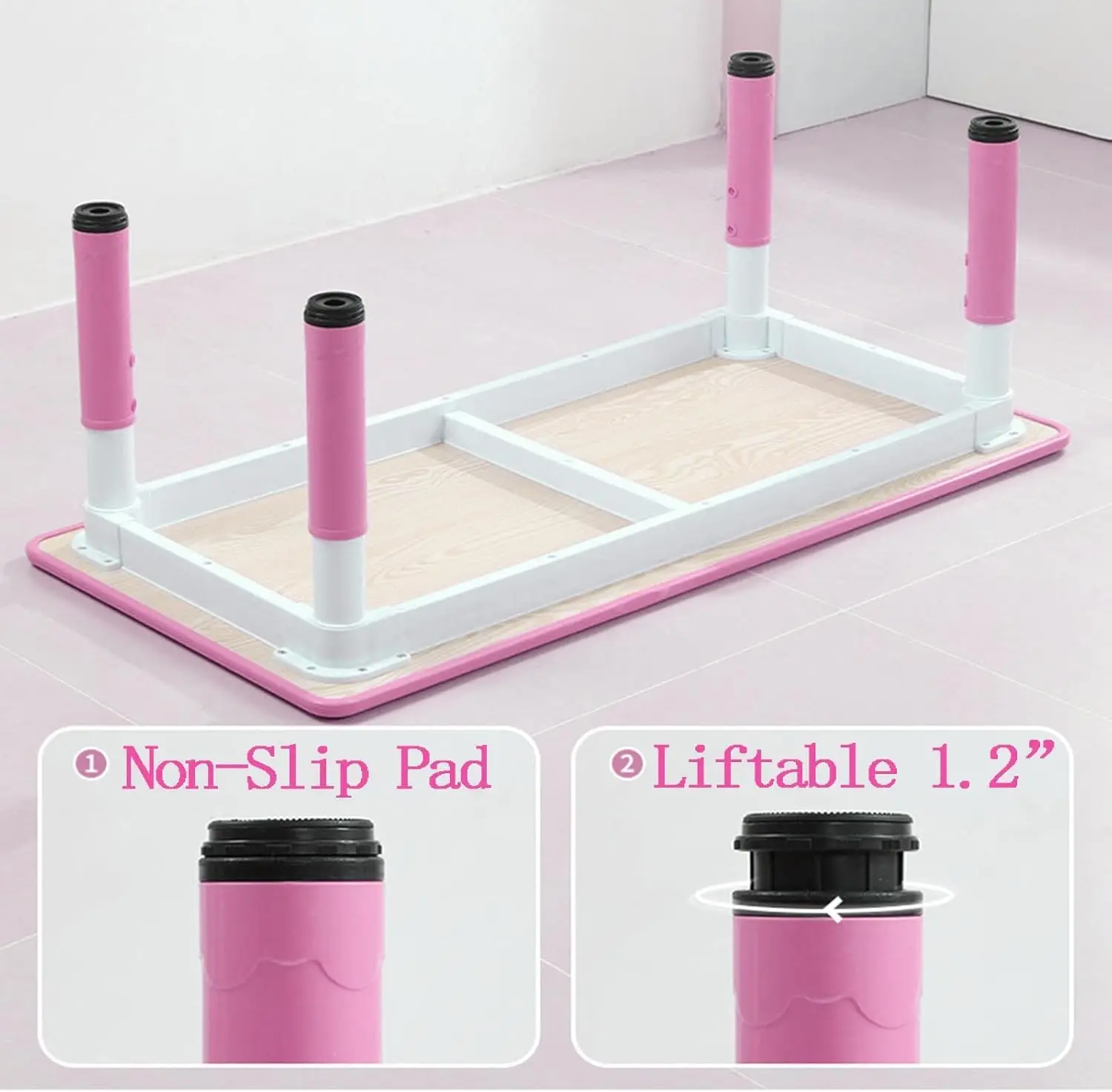 Kindergarten Kids Table and Chairs Set Toddler Height Adjustable Desk with Graffiti Desktop, Arts & Crafts Table with 6 Seats - Image 3