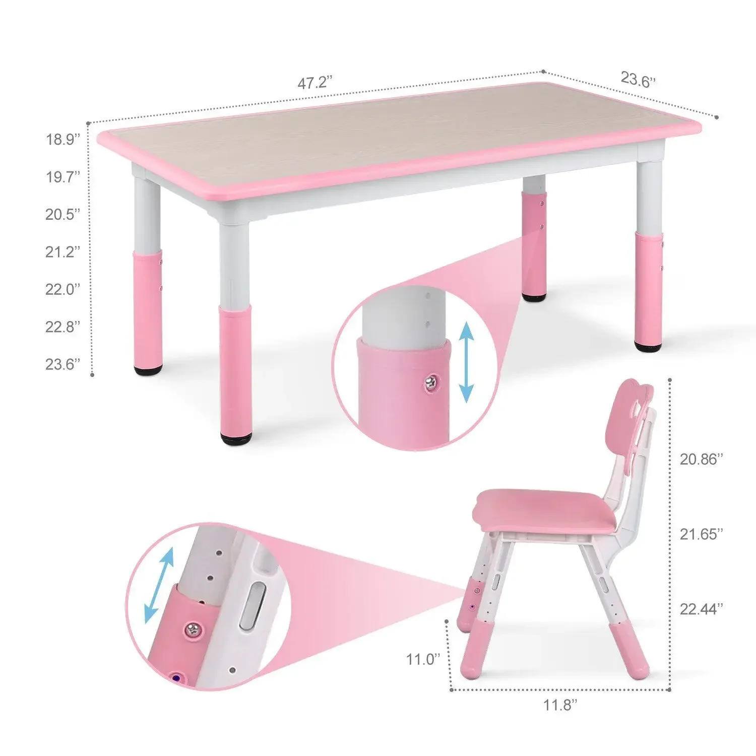 Kids Table and 4 Chairs Set, Height Adjustable Toddler Table and Chair Set, Graffiti Desktop, Non-Slip Legs, Children Multi-Acti - Image 2