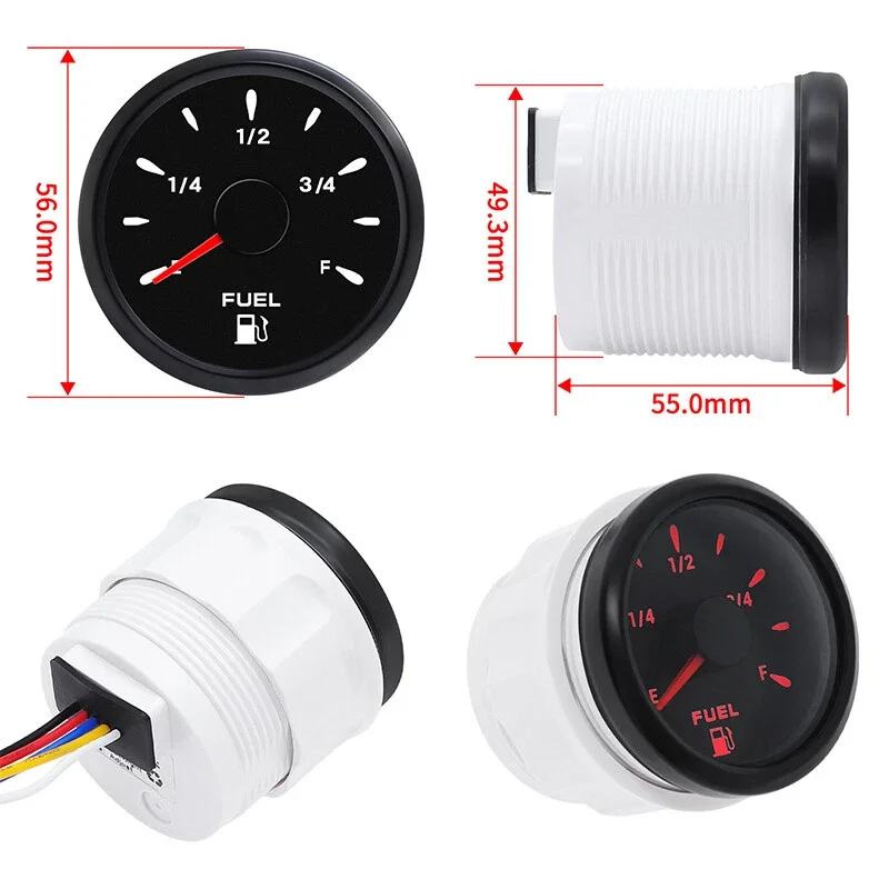 52mm Fuel Level Gauge + 0-190 ohm Fuel Float Sensor 7 Color Light Oil Tank Meter Indicator For Car Boat Marine RV Yacht - Image 3