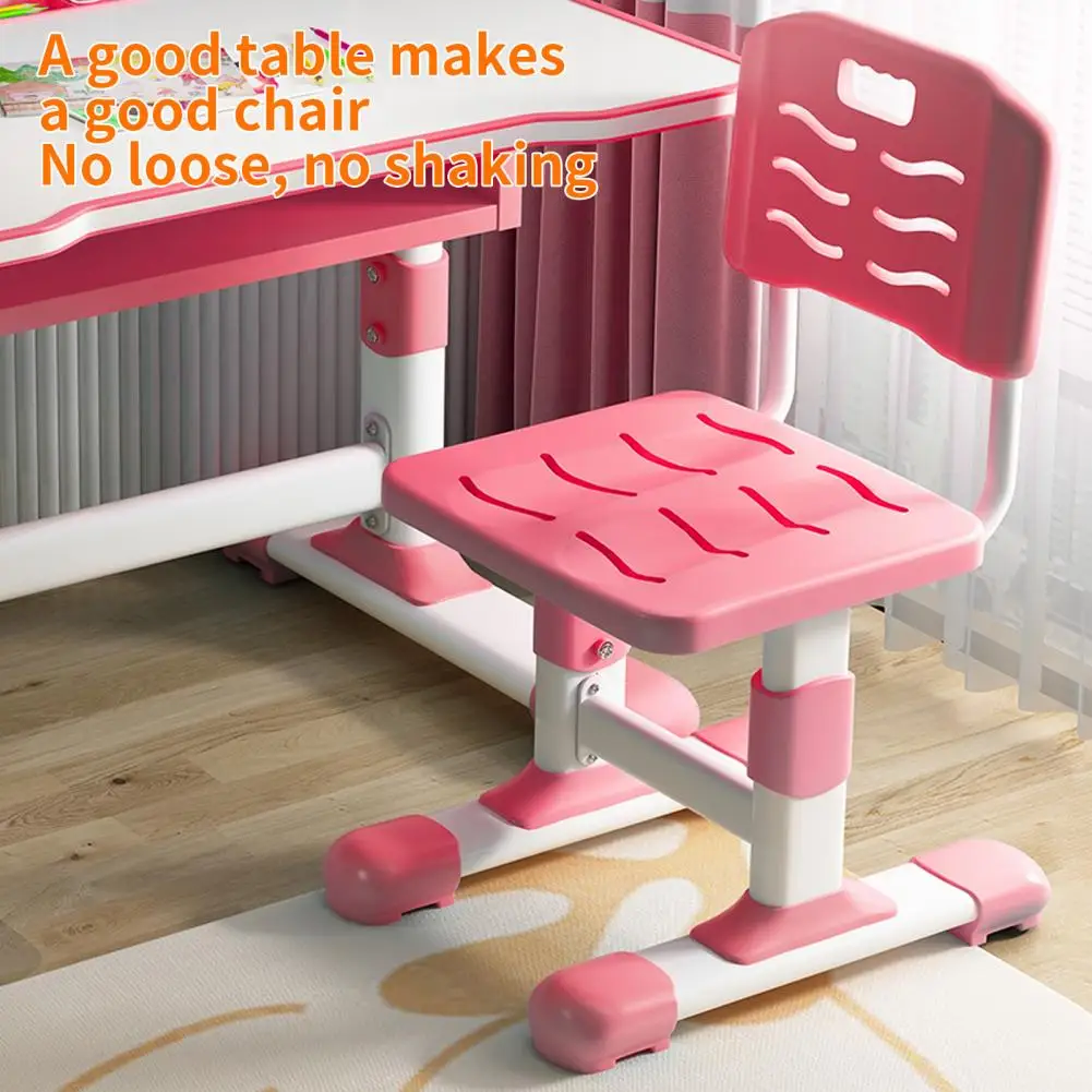 1 Set Ergonomic Kids Study Desk Chair Set, Height Adjustable, Learning Table Chair With LED Light And Drawer, For 3-18 Years - Image 6