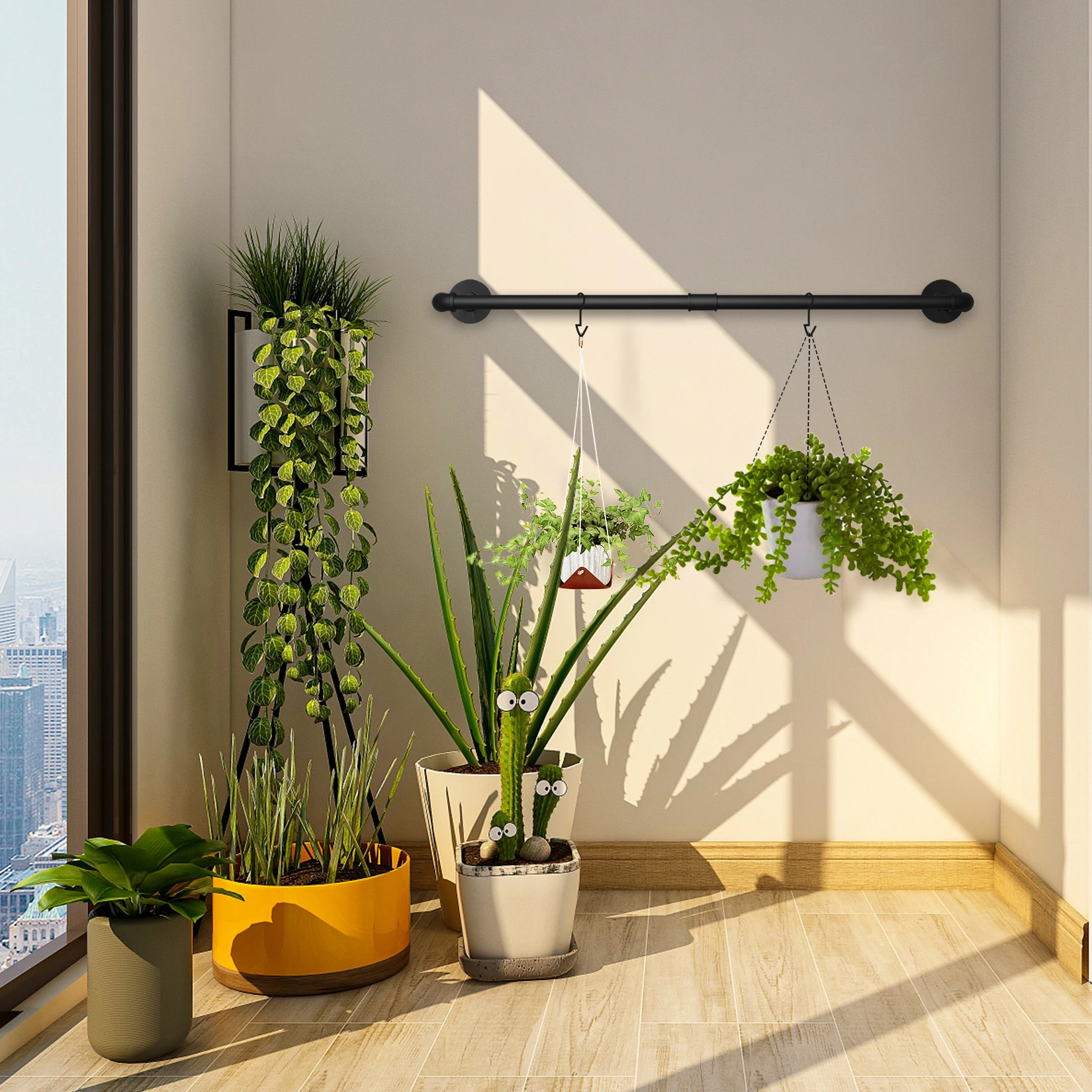 Wall Hanging Clothes Rail Set of 2 Industrial Pipe Metal Coat Hanging Rack Wall Mounted - Image 4