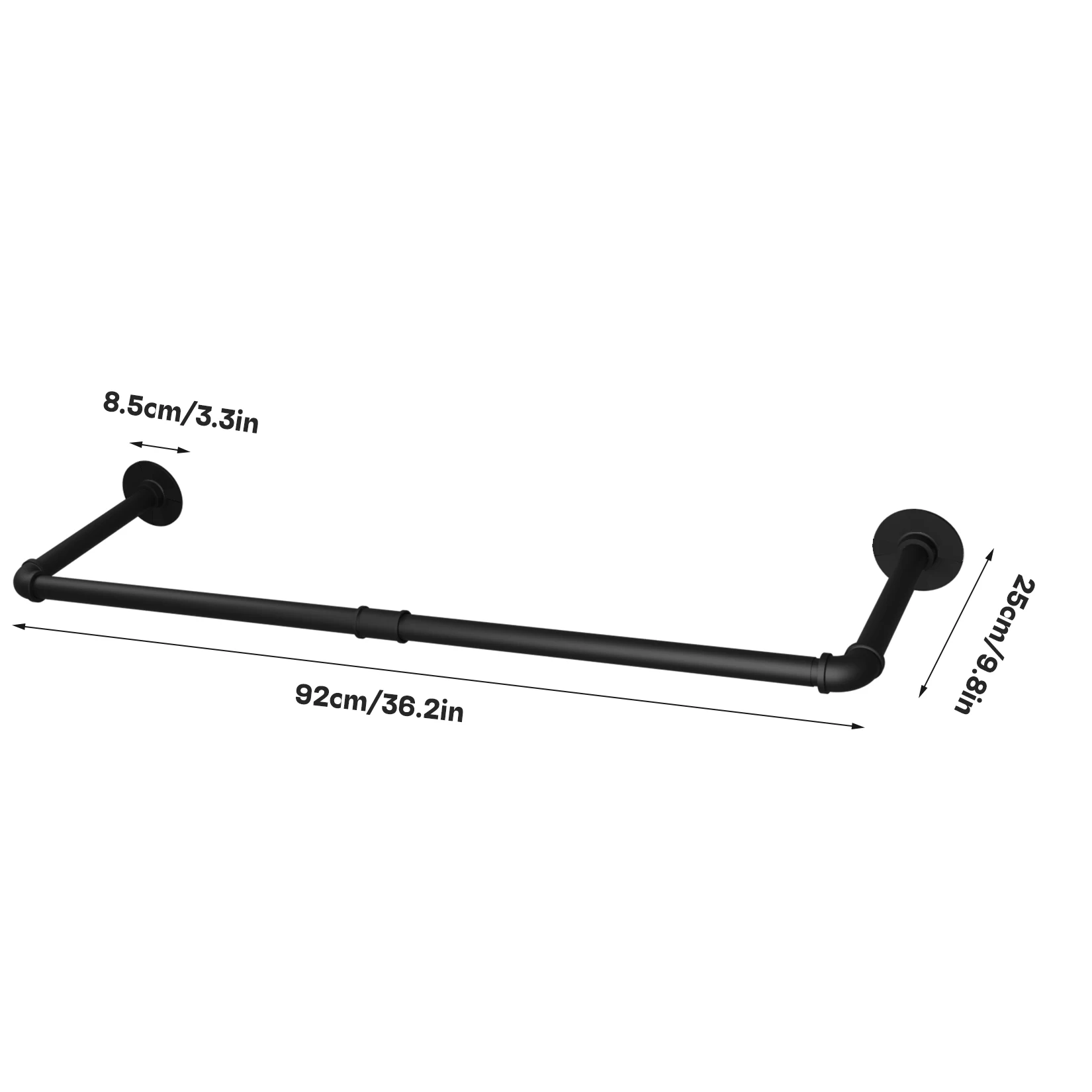 Wall Hanging Clothes Rail Set of 2 Industrial Pipe Metal Coat Hanging Rack Wall Mounted - Image 5