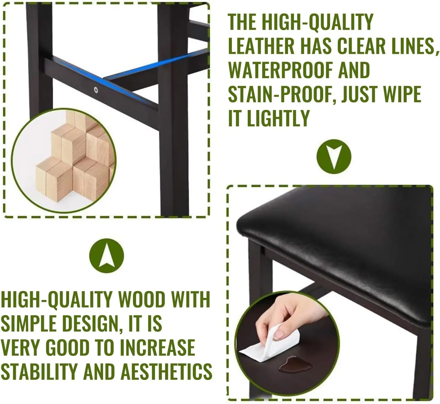 Kitchen Table and Chairs for 4 Dining Room Table Set,Wood Elegant Kitchen Sets for Small Space,Dark Brown - Image 5