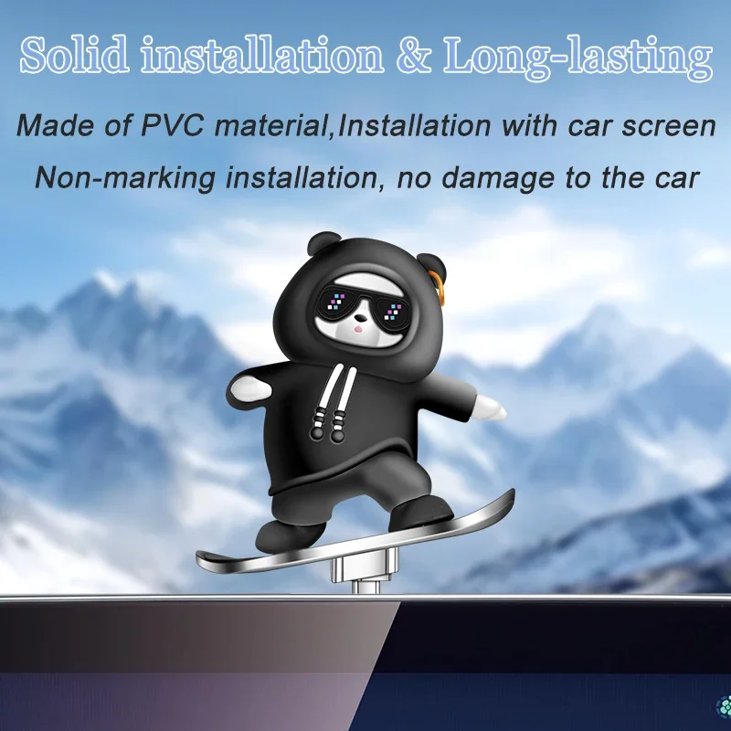 Car Automatic Sliding Skateboard Bear Alloy Cute Cartoon Scooter Center Console Ornaments Creative Car Decoration Accessories - Image 5