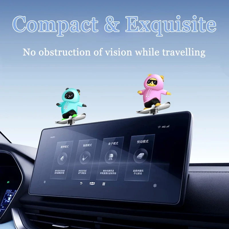 Car Automatic Sliding Skateboard Bear Alloy Cute Cartoon Scooter Center Console Ornaments Creative Car Decoration Accessories - Image 4