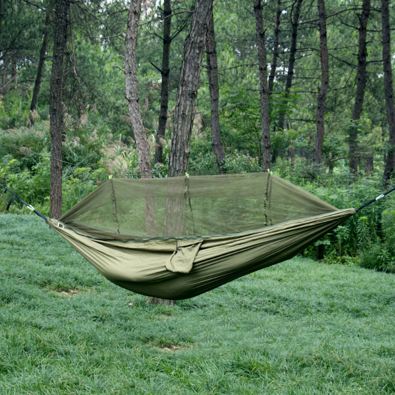Outdoor Double Camping Hammock Nylon Fabric Portable Travel Outdoor Camping Hanging Sleeping Hammock with Mosquito 260x140cm - Image 4