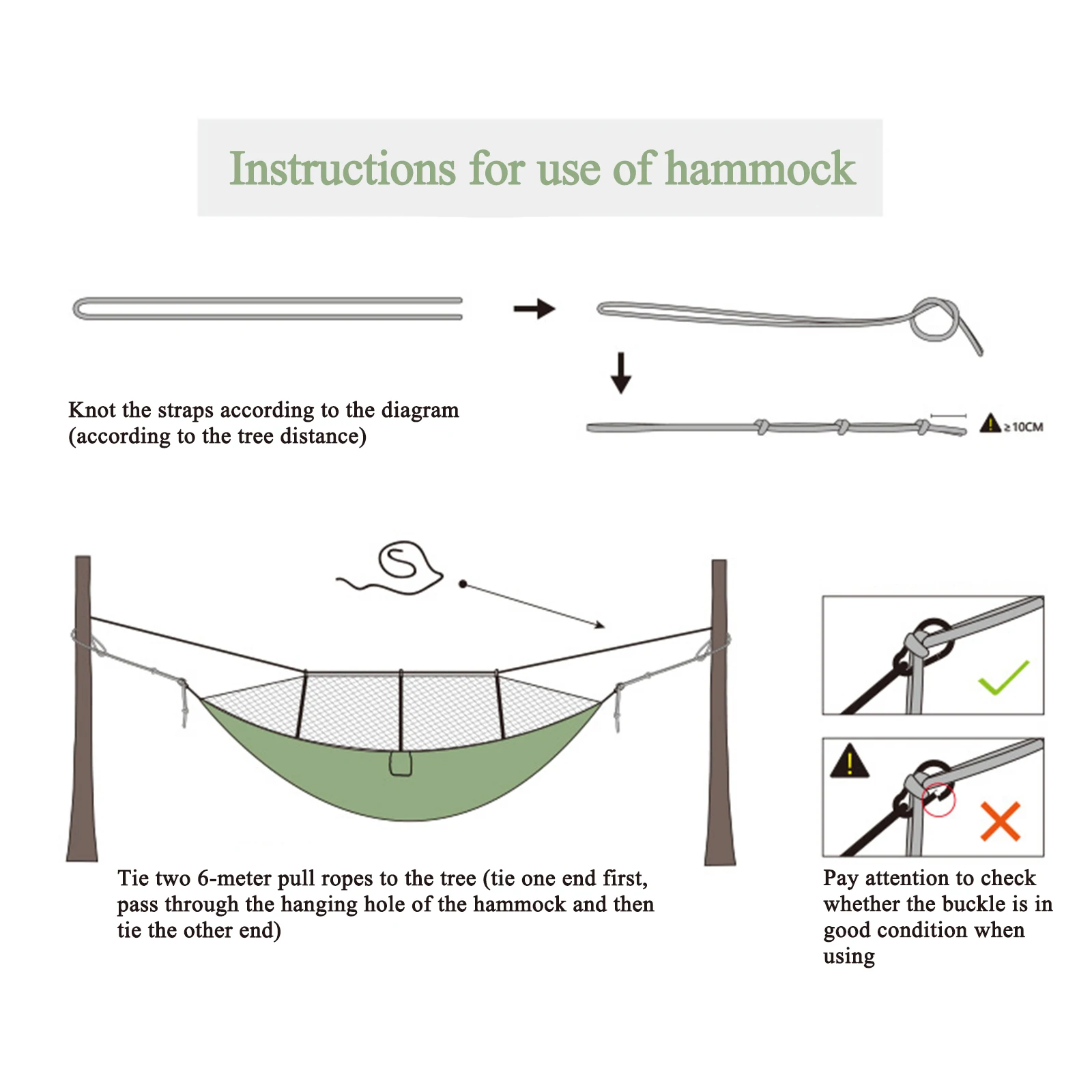 Outdoor Double Camping Hammock Nylon Fabric Portable Travel Outdoor Camping Hanging Sleeping Hammock with Mosquito 260x140cm - Image 3