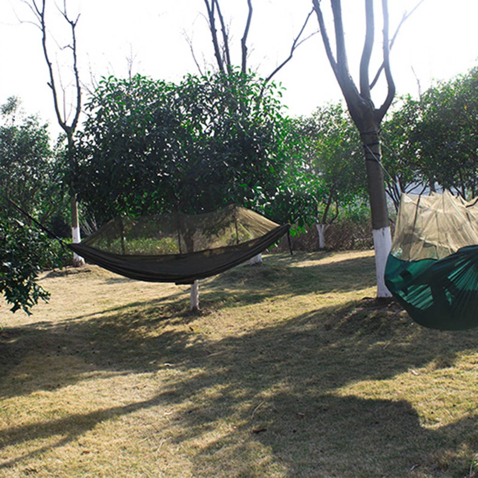 Outdoor Double Camping Hammock Nylon Fabric Portable Travel Outdoor Camping Hanging Sleeping Hammock with Mosquito 260x140cm - Image 5