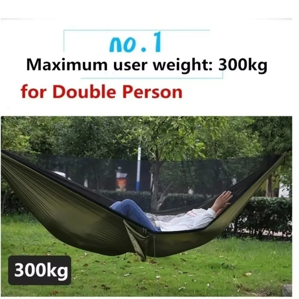 Outdoor Camping Hammock High Strength Parachute Fabric With Mosquito Net Lightweight Hanging Hammocks Hanging Bed Net 250x120cm - Image 6