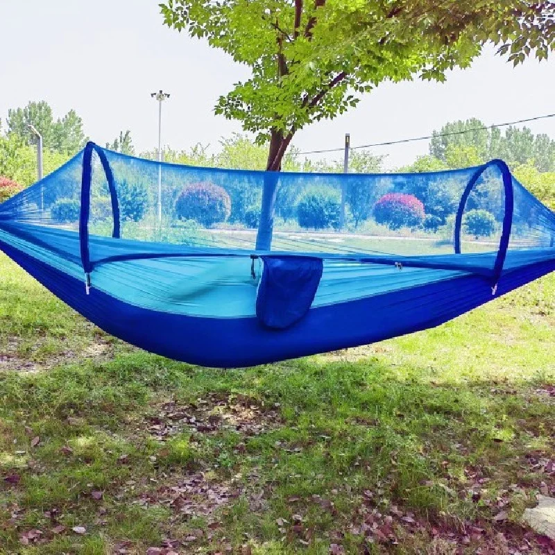 Lightweight Parachute Fabric Outdoor Hammock with Net for Camping Travel 250x120cm - Image 5
