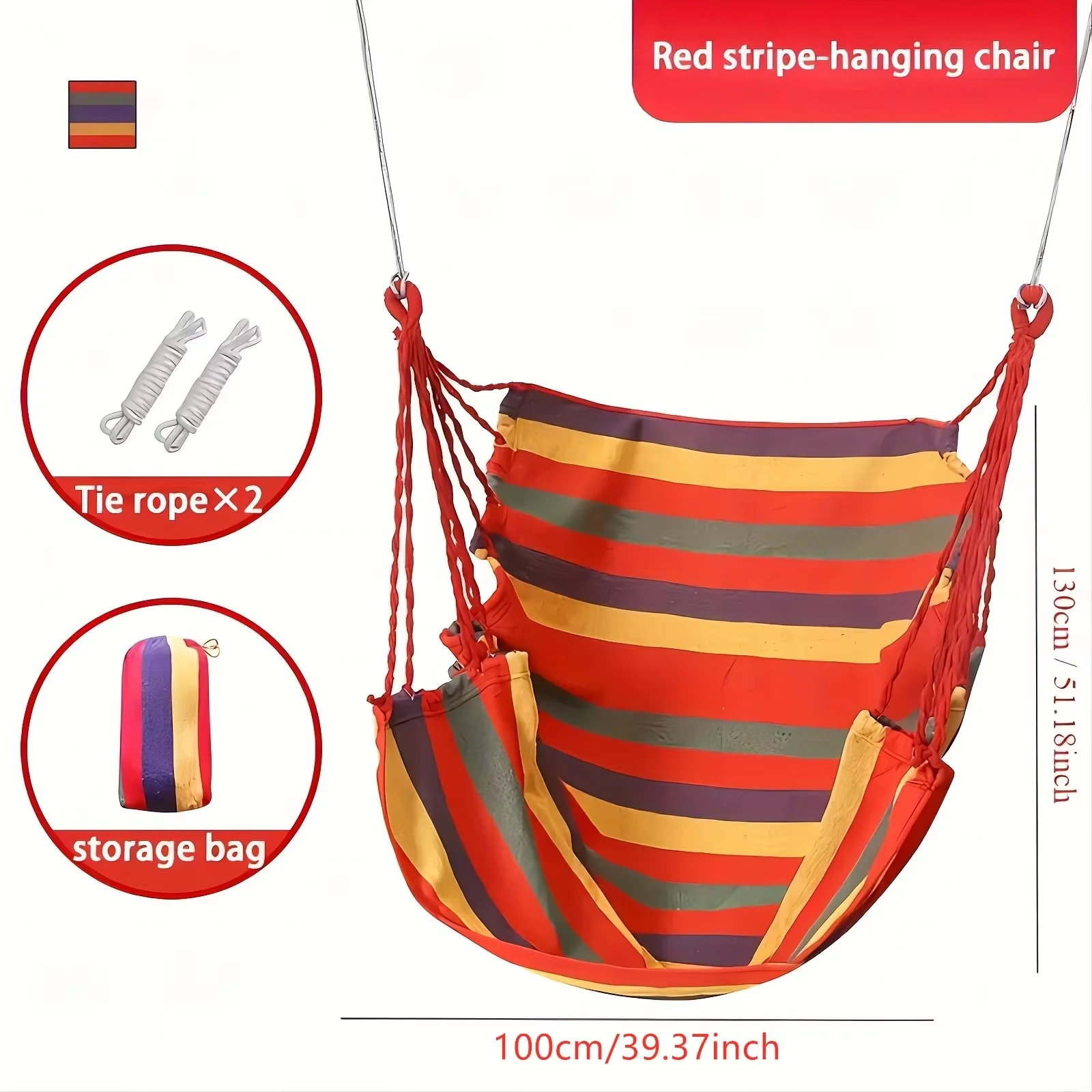 Outdoor Thickened Canvas Hammock Camping Outdoor Swing Net Hed Anti Rollover Striped Hanging Chair Hammock - Image 4