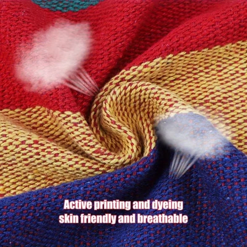 Outdoor Thickened Canvas Hammock Camping Outdoor Swing Net Hed Anti Rollover Striped Hanging Chair Hammock - Image 5