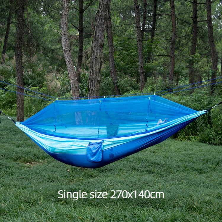 Single and Double Size Nylon Fabric Portable Travel Outdoor Camping Hanging Sleeping Hammock with Mosquito Net - Image 4