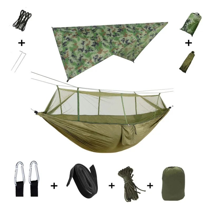 Anti Outdoor Camping Hammock With Mosquito Net And Rain Tent Equipment Supplies Shelters Camp Bed Survival Portable Hammock - Image 6