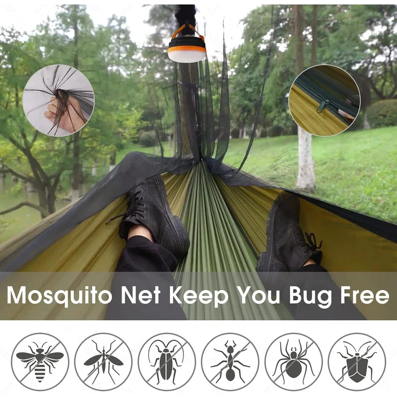 Anti Outdoor Camping Hammock With Mosquito Net And Rain Tent Equipment Supplies Shelters Camp Bed Survival Portable Hammock - Image 4