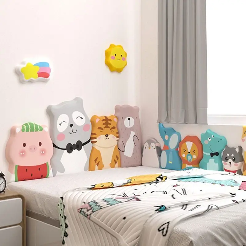 Cartoon Bed Headboard Kids Room Nursery Wall Decor Anti-collision Wall Panels 3D Wall Sticker Cabecero Cama Tete De Lit - Image 3