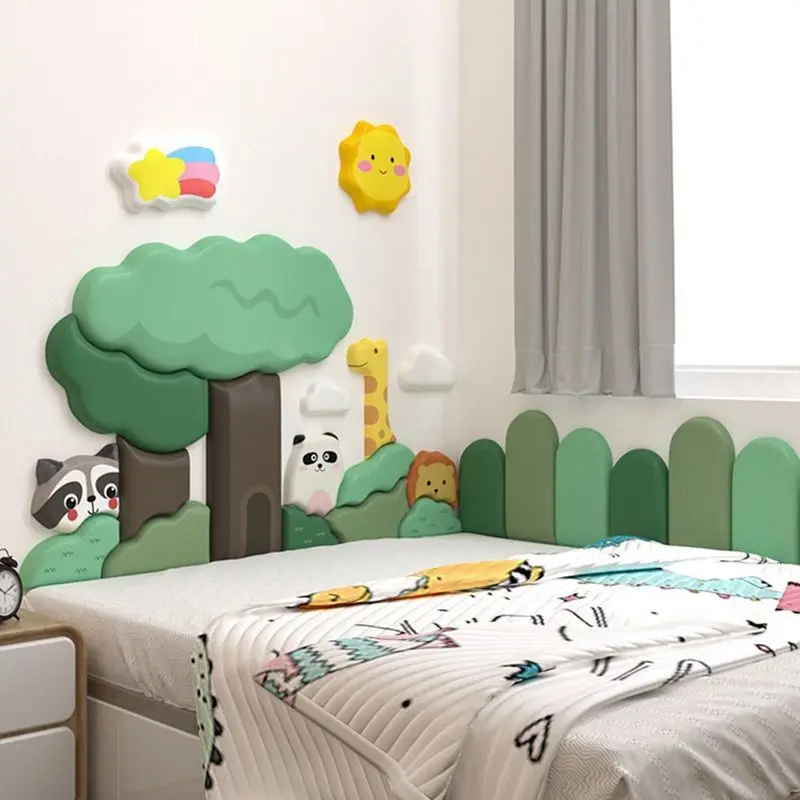 Cartoon Bed Headboard Kids Room Nursery Wall Decor Anti-collision Wall Panels 3D Wall Sticker Cabecero Cama Tete De Lit - Image 5