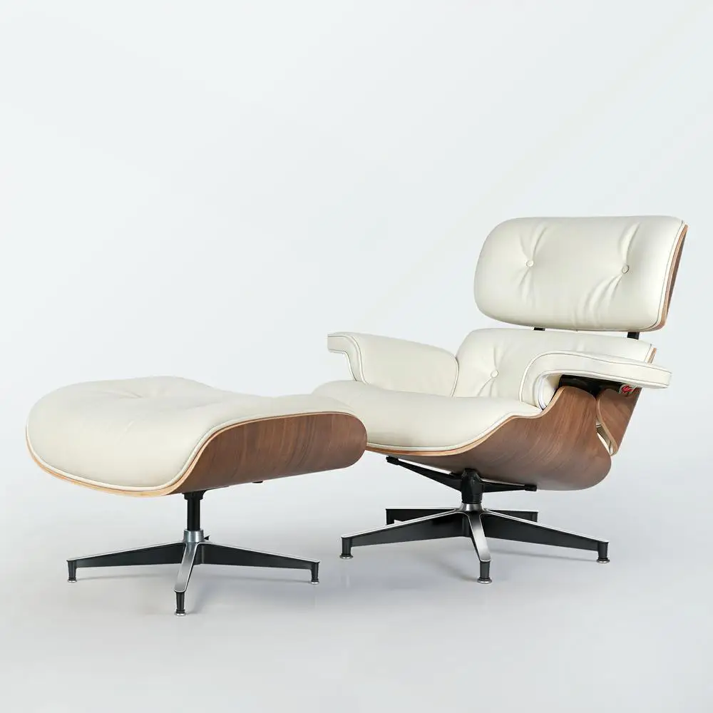 Mid-century Armchair Leather Lounges Chair ,ottoman include Living Room Furniture - Image 3