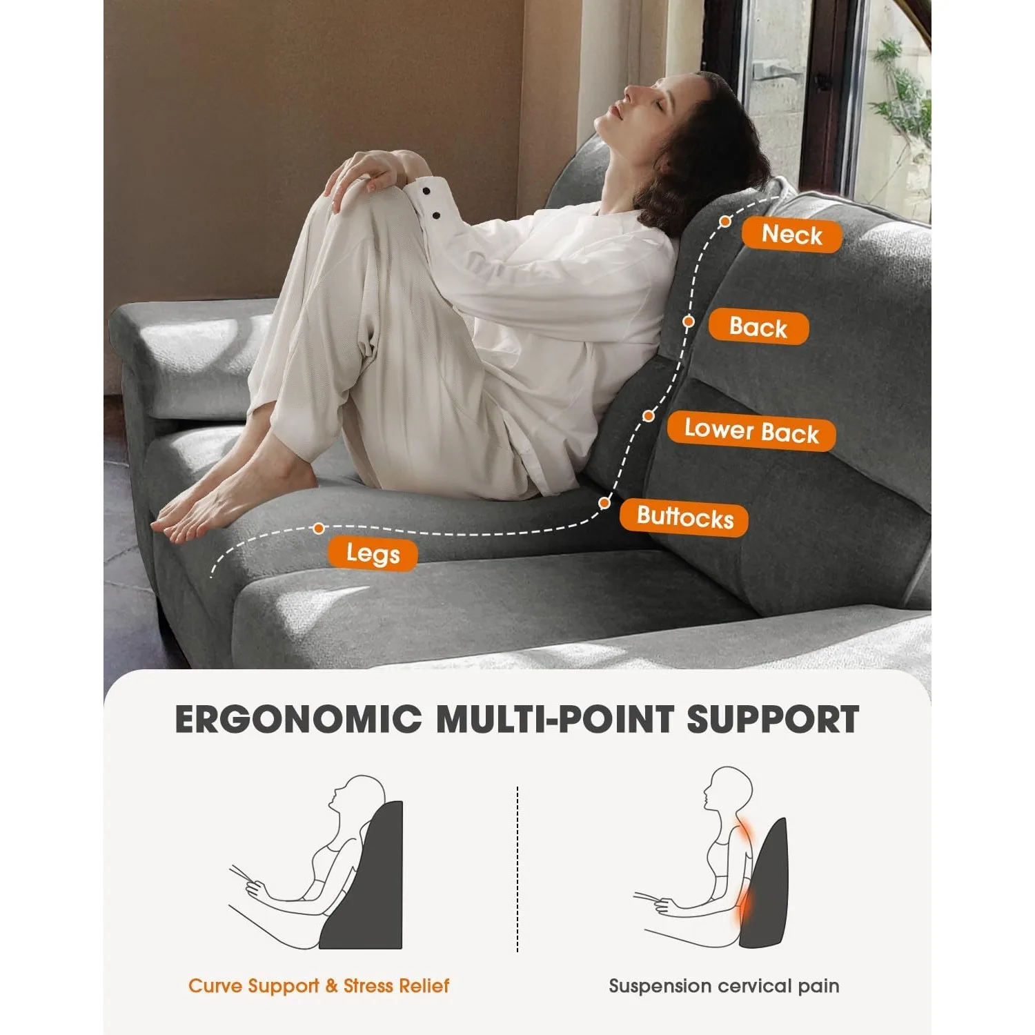 Modern Sofa Couches for Living Room, Deep Seat Sofas with 8”Cushion, Comfy 2-Seater Chenille Loveseat with Convertible - Image 4