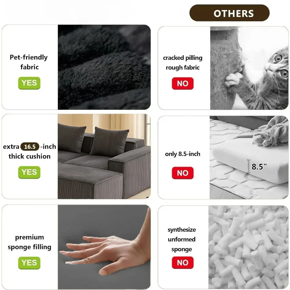 Modular Sectional Sofa, Cloud Sectional Couch with Deep Seat, Modern Modular L-Shape Sofa with Chaise,Upholstered Couches - Image 3