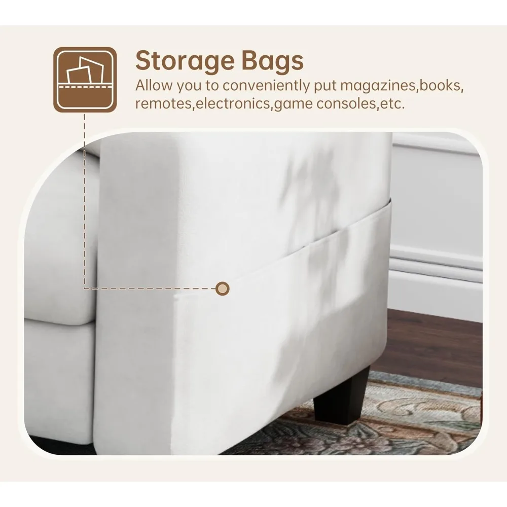 Luxury-Style Sectional Couches for Living Room 78" Convertible L Shaped Couch 3 Seater Sofas with Storage Ottoman, Mordern - Image 4