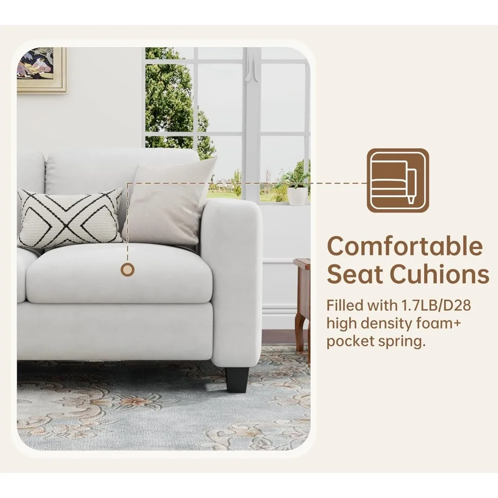 Luxury-Style Sectional Couches for Living Room 78" Convertible L Shaped Couch 3 Seater Sofas with Storage Ottoman, Mordern - Image 3