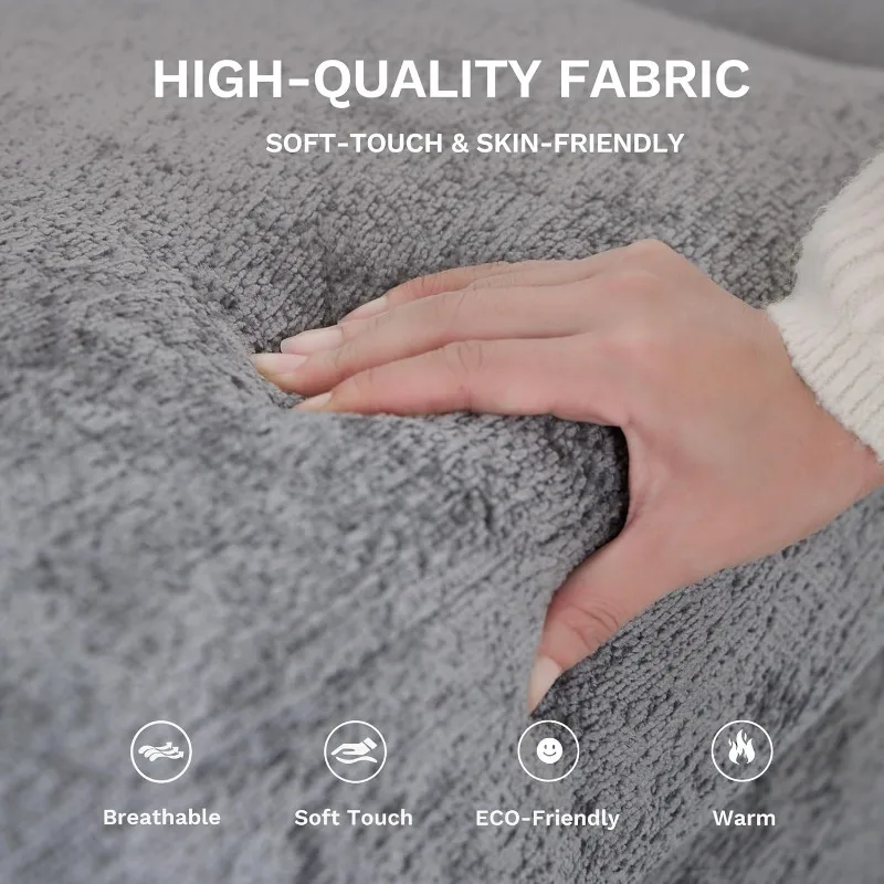 118" U-Shaped Sectional Couch, 4-Seat Modular Sofa with 2 Ottomans and Foldable Side Table, Grey for Living Room - Image 6