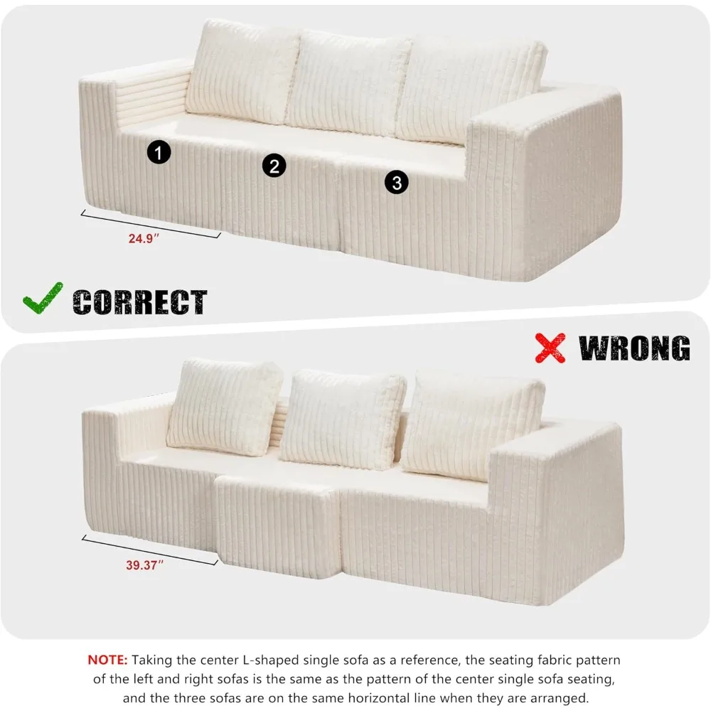 Modular Sectional Sofa 3-Seater Modular Couch with Deep Seat Memory Foam Cloud Chair with Pillows Oversized Sectional Sofa - Image 4