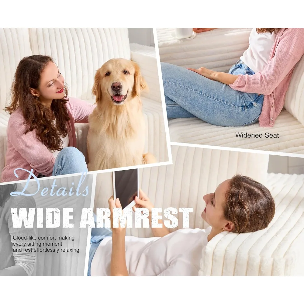 Modular Sectional Sofa 3-Seater Modular Couch with Deep Seat Memory Foam Cloud Chair with Pillows Oversized Sectional Sofa - Image 5