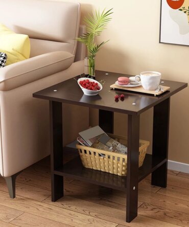 Simple Bedside Table Wooden Double Layers Solid Wood Nightstands Night Table For Table Sofa Side Table Home Furniture