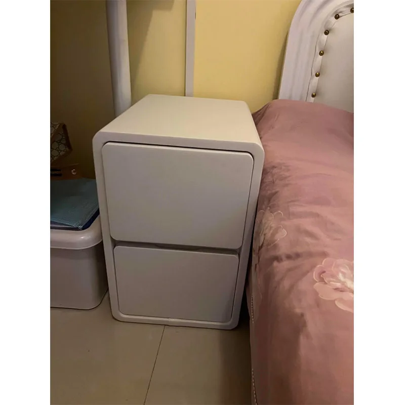 Solid Wood Bedside Table with 2 Drawers No-Leg Design Small Nightstand for Bedroom Minimalist Narrow Storage Cabinet - Image 6