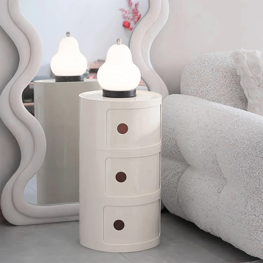 2/3 Layer Nordic Round Bedside Table Creative Sofa Side Table Nightstand Storage Locker for Living Room Bedroom - Image 3